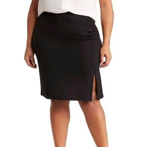 T TAHARI Women's 3X Ponte Skirt‎ Black Modal Chic Slit Knee-Length Plus Sz Comfy